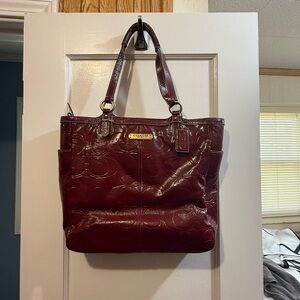 Coach Burgundy Leather Tote Bag